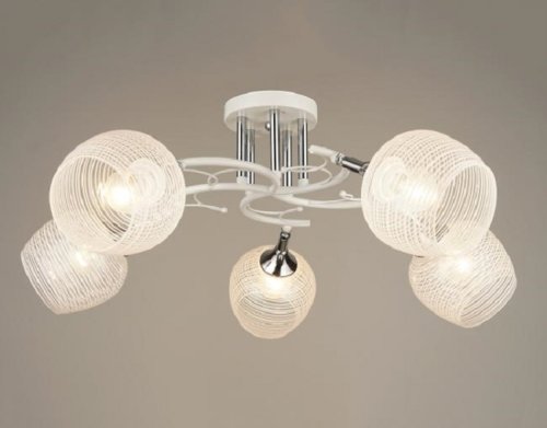 Люстра потолочная пятирожковая Мелодия Света 40Вт Е27 220В Белая фото Люстра потолочная пятирожковая Мелодия Света 40Вт Е27 220В Белая картинка